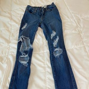 Ripped high rise jeans